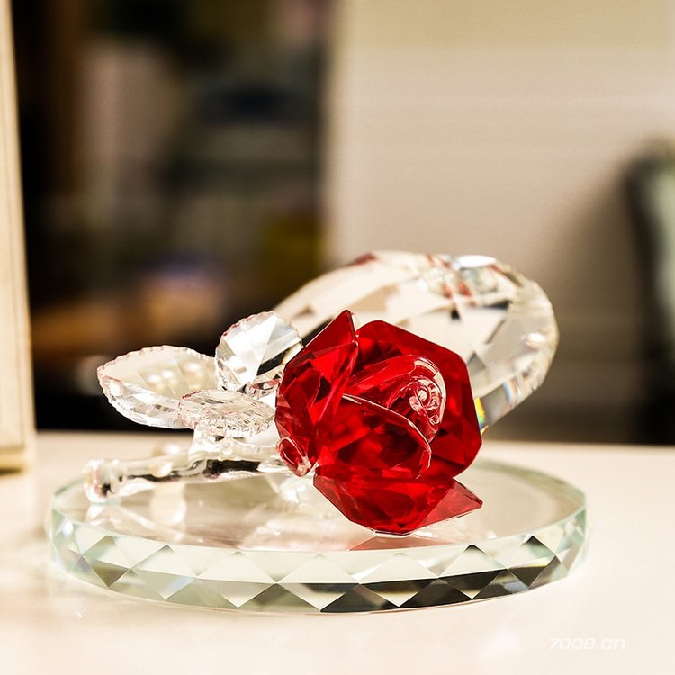天壶水晶玫瑰花创意家居饰品可小摆件装饰品
